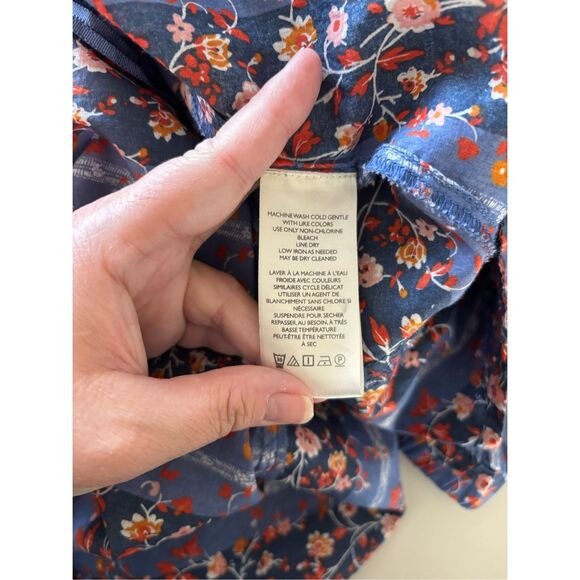 FREE PEOPLE VINTAGE LOVER BLOUSE 100% COTTON FLORAL DUTCH BLUE SIZE Small Womens - Picture 3 of 13